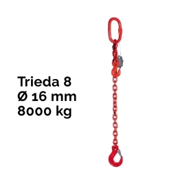 Jednopramenný řetězový vazák, oko-hák, zkracovač, nosnost 8000 kg, G8-16, Certifikát